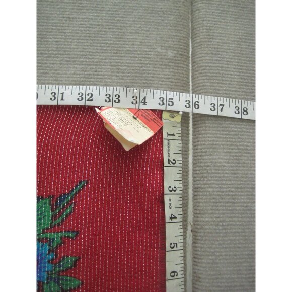 Grandma Floral Square Scarf 35 in Roses Synthetic Frayed Edge Ukraine Made USSR - Picture 8 of 14